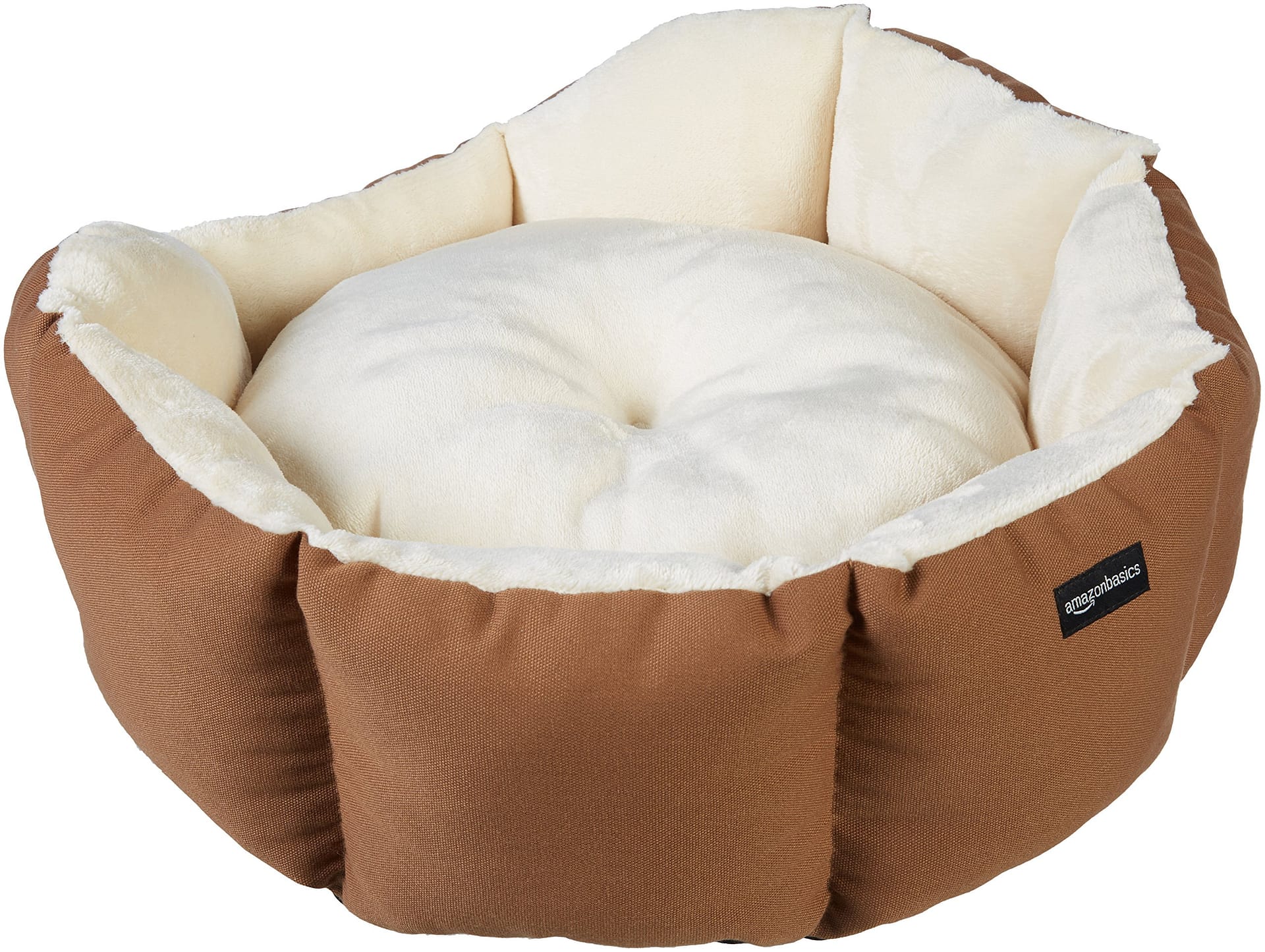 Amazon Basics Panier octogonal pour animal de compagnie Brun, blanc L 51 x l 51 x H 20 cm